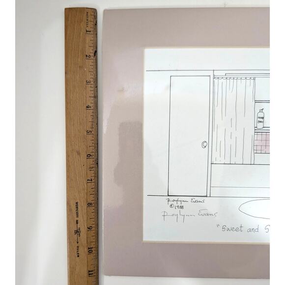 Vtg Roylynn Evans Sweet and Showered Chicken Signed Art Print 1988 Matted Sealed - Picture 3 of 10